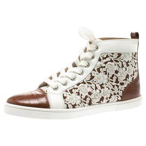 Christian Louboutin Floral Laser Cut Leather Bip Bip High Top Sneakers